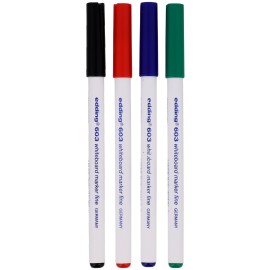 Marqueurs Fins Edding pour Tableau Blanc 4 couleurs assorties