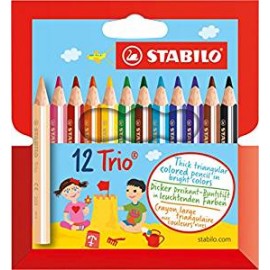 Crayons de couleur TRIANGULAIRES /12 (9cm) "STABILO"
