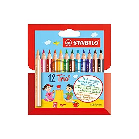 Crayons de couleur TRIANGULAIRES /12 (9cm) "STABILO"